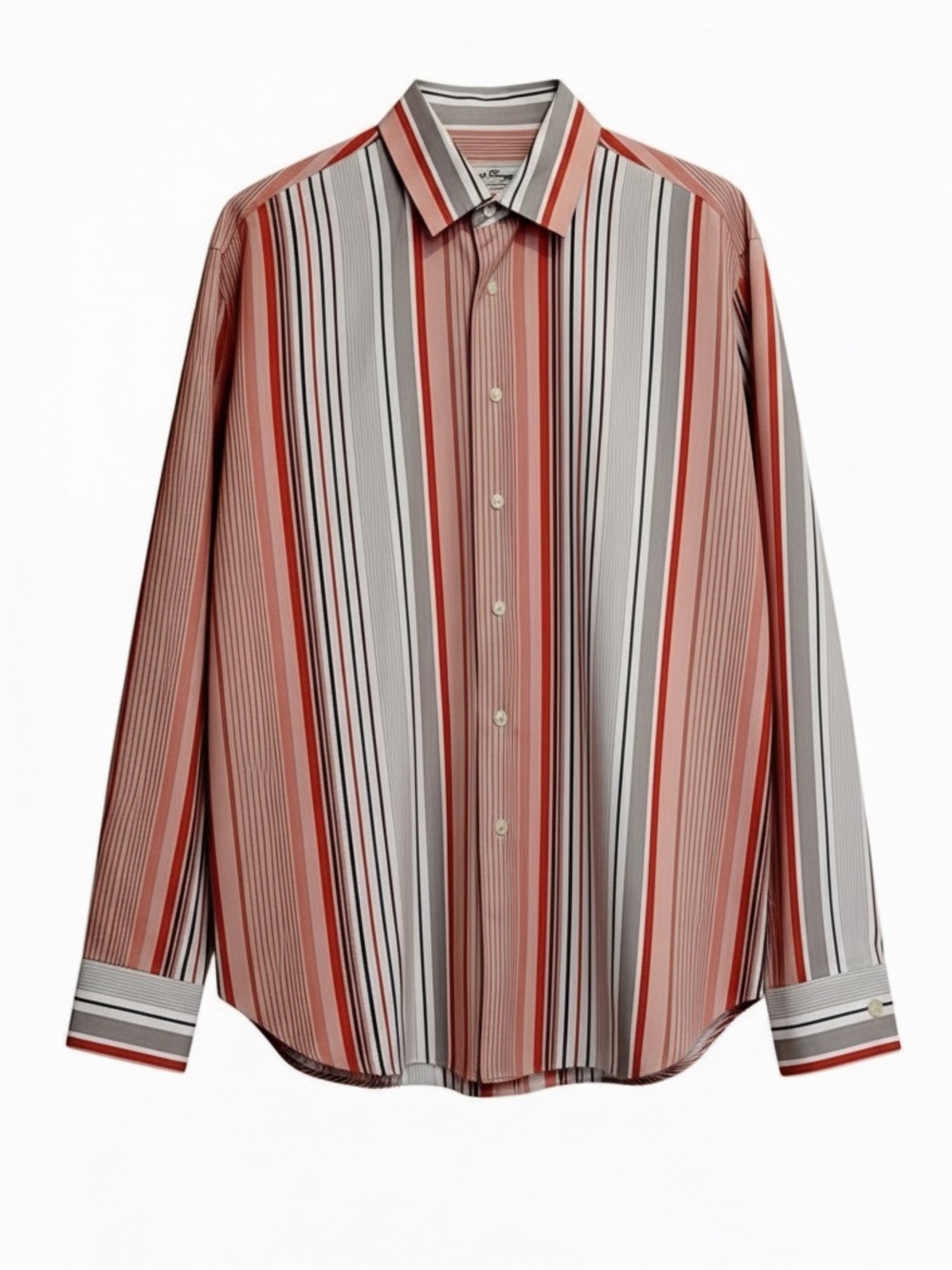 Salvatore Ferragamo Men's Pink Gray Striped Dress Shirt | Cotton | Made in Italy
